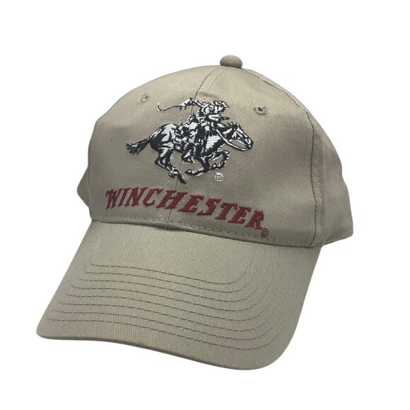 Winchester Beige Adjustable Baseball Cap Embroidered Logo Outdoor Cap OS Horse - Picture 1 of 5